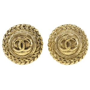 CHANEL Vintage Gold Logo Earrings